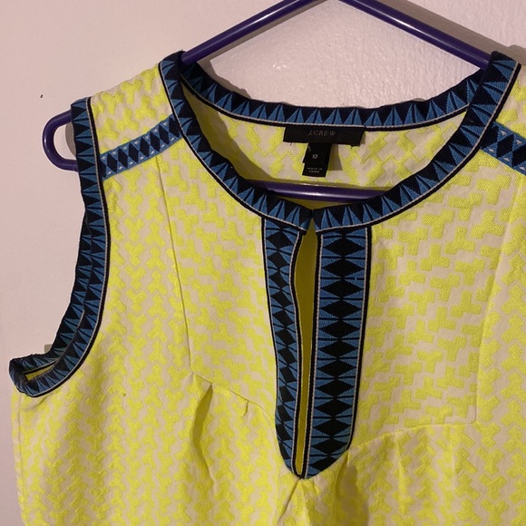 J. Crew neon yellow dress with blue ribbon trim - Picture 2 of 4